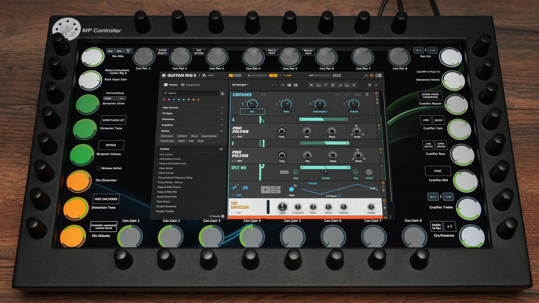 Native Instruments Guitar Rig on MP Controller with hardware encoders